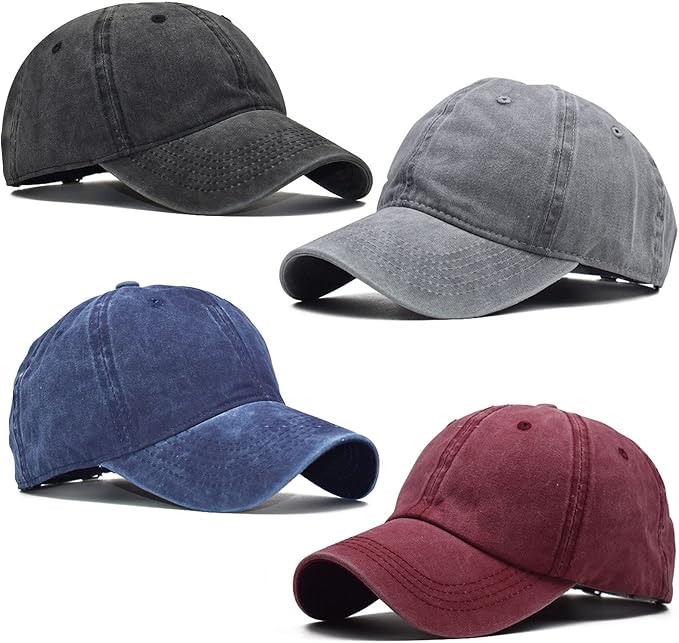4 Pack Kid Baseball Hat Washed Cotton